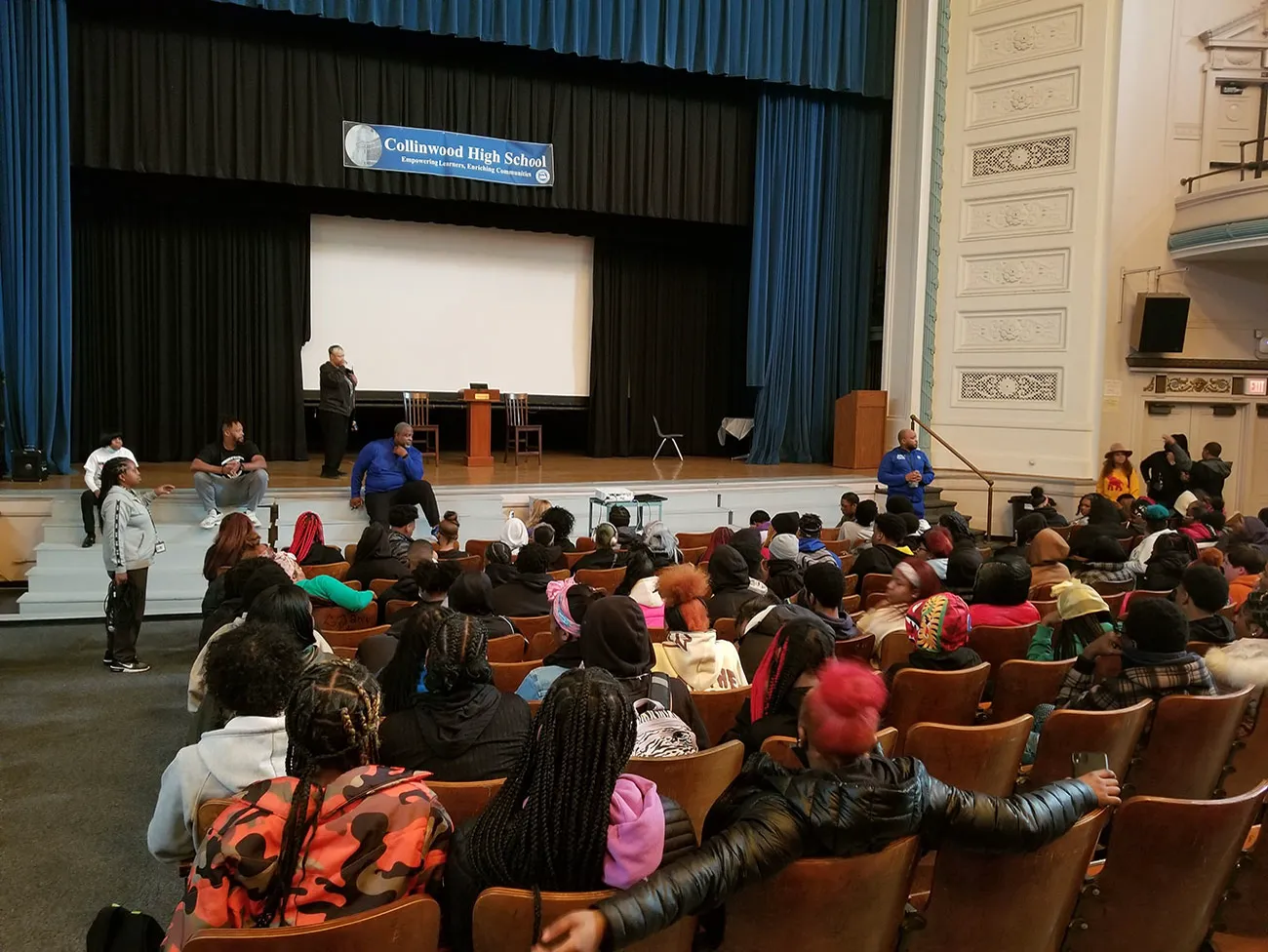Sports World at an assembly